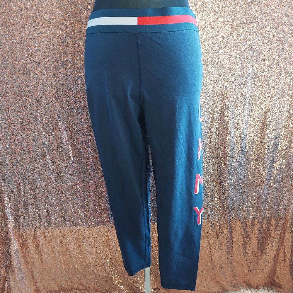 Tommy Hilfiger Sport Women's Navy Logo Print Casual Capri Pants Size: L